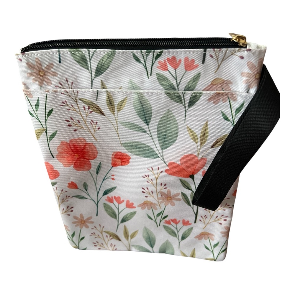 NWT Book Sleeve Pouch Book Cover Protector with Zipper Outside pocket Floral